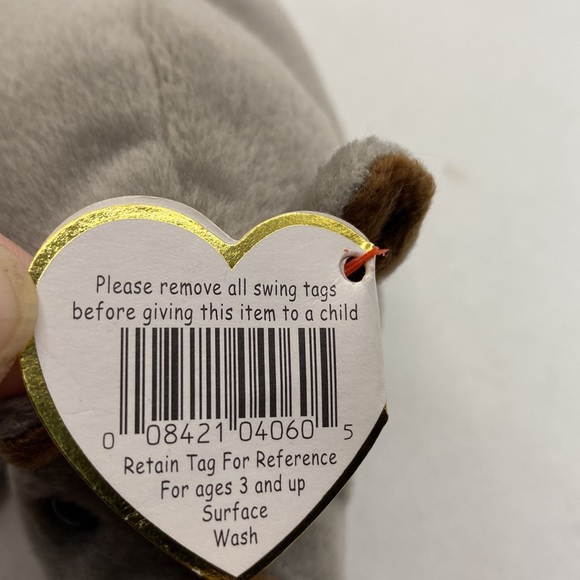 Ty Original Beanie Baby Spike Rhinoceros Grey Brown with Hang Tag 1996 Retired - Picture 4 of 10